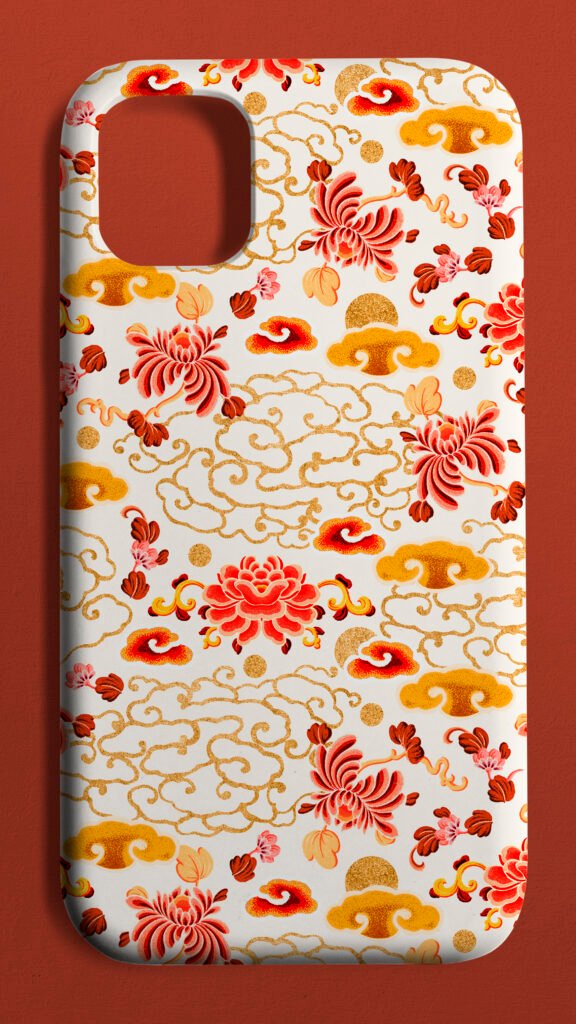 Home mobile phone case chinese pattern back view product showcase