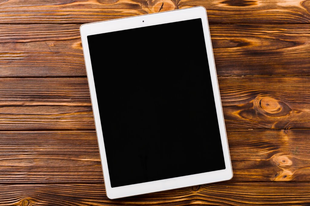 Home tablet wooden tabletop